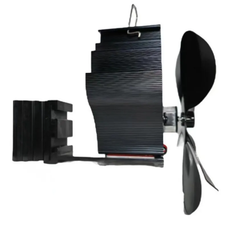 Pipe mounted 5-blade stove fan with aluminium alloy heat sink