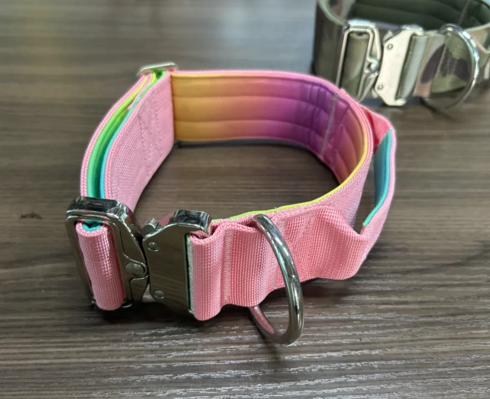 rainbow-gradient-padded-tactical-dog-collar
