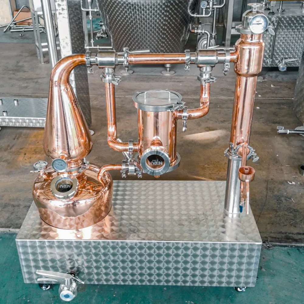 Complete TGD G20 whiskey gin distillation setup on mobile skid
