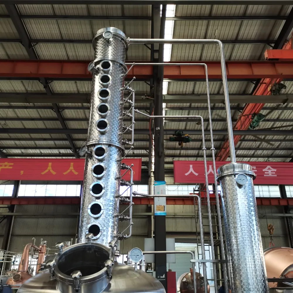 1000l‑stainless‑steel‑vodka‑rectification‑column‑sight‑glass‑ports‑pressure‑gauge‑close‑up