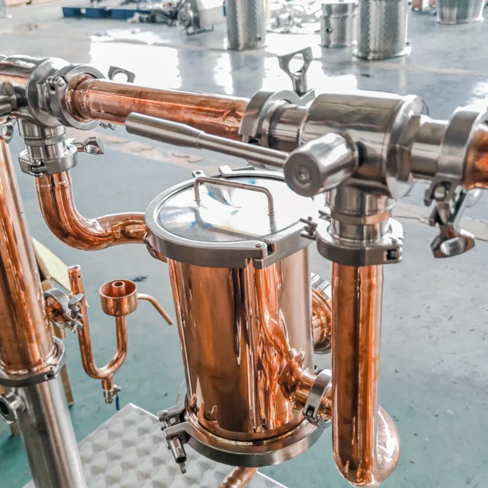 Close-up of copper gin basket and vapor path on TGD G20 still