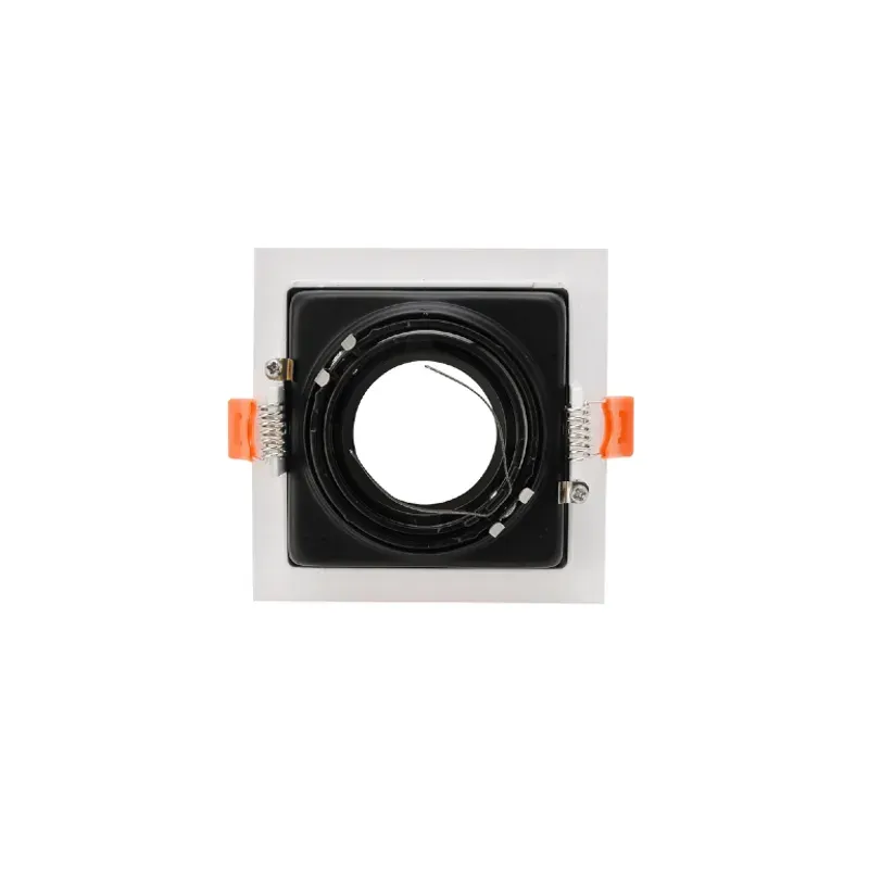 Square recessed spotlight frame front view black inner