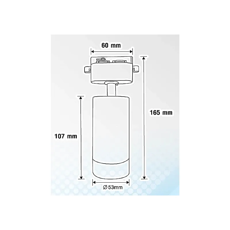 JD-0019 GU10 track light fixture dimensions drawing