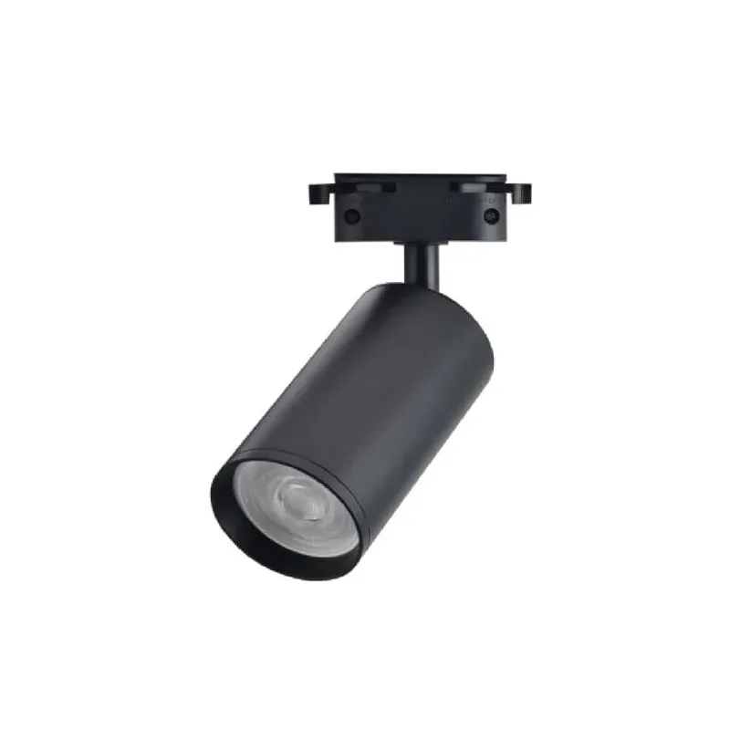 Black GU10 MR16 track spot light, 55x95mm, aluminum, white background