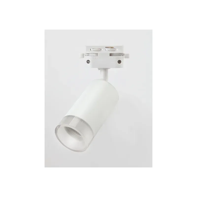 White aluminum GU10 MR16 LED track light fixture with crystal lens