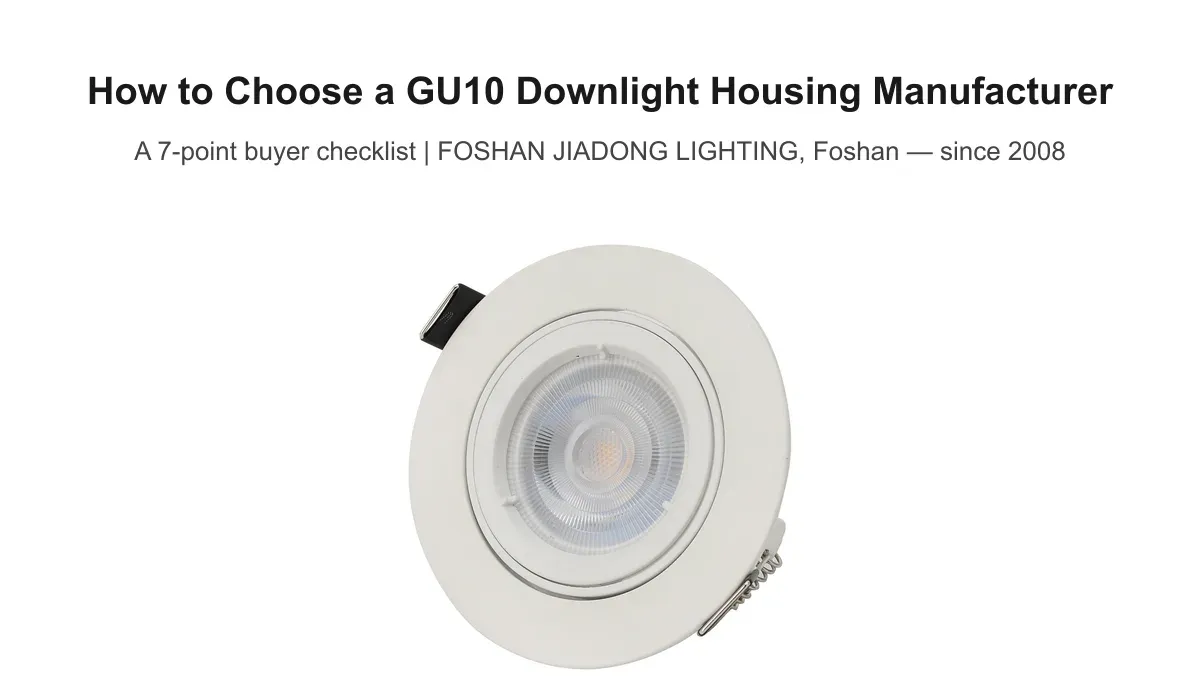 White GU10 recessed downlight housing with adjustable gimbal ring, manufactured in Foshan