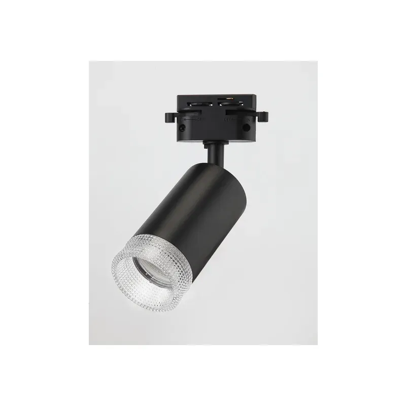 Black aluminum GU10 MR16 LED track light fixture with crystal lens