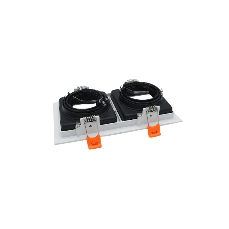 Double head downlight rear mounting view with spring clips