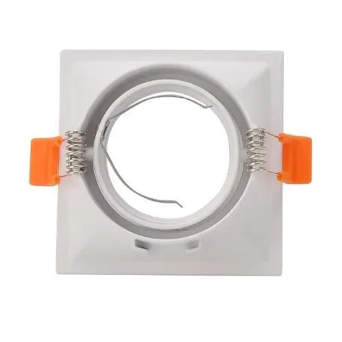 Square recessed downlight front view with spring clips