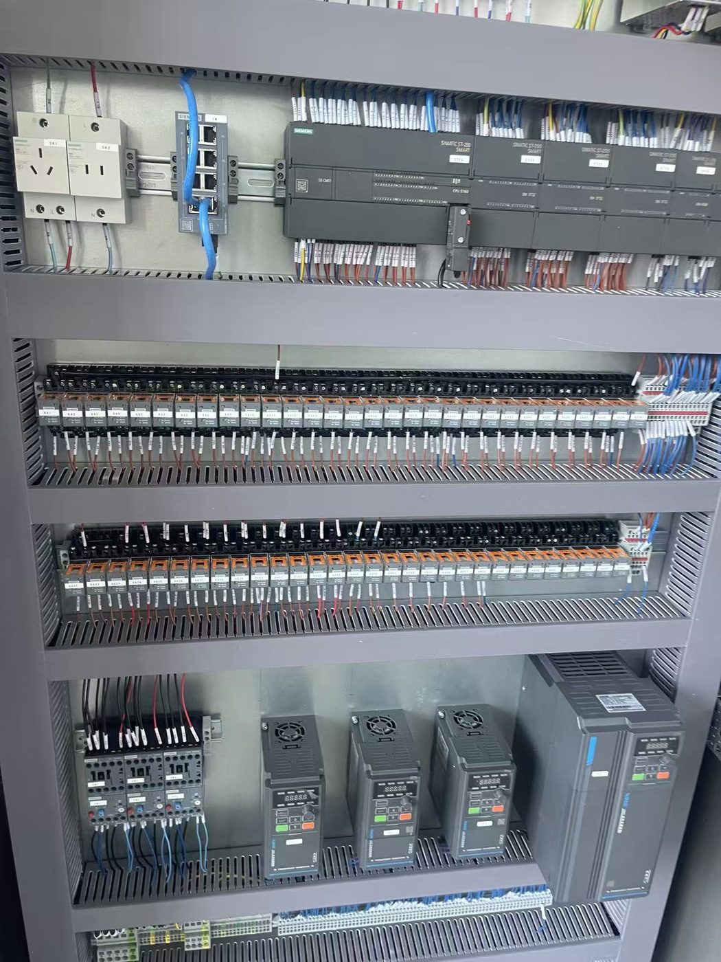 VFD wiring detail inside a custom control panel