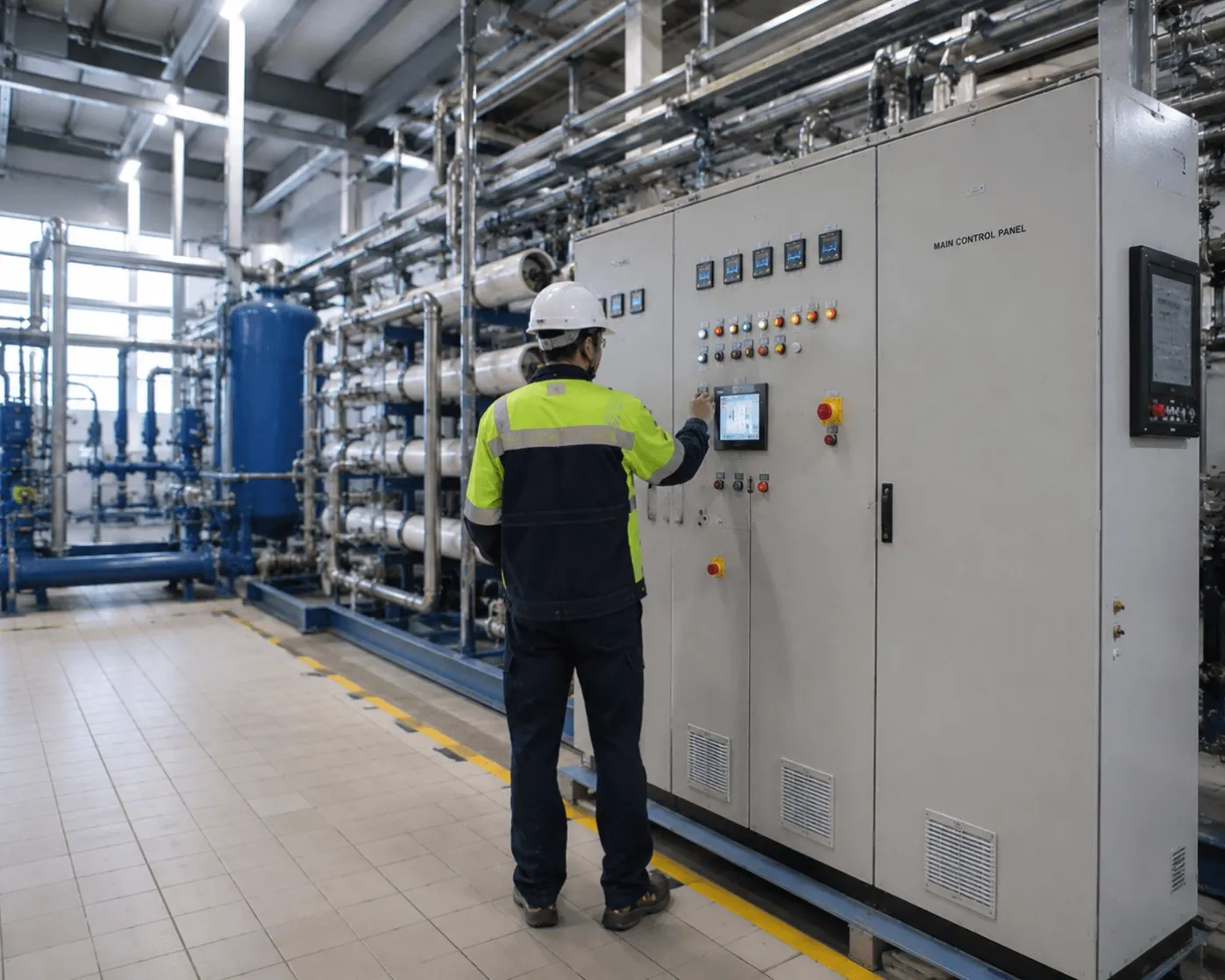 Control panel for watertreatment