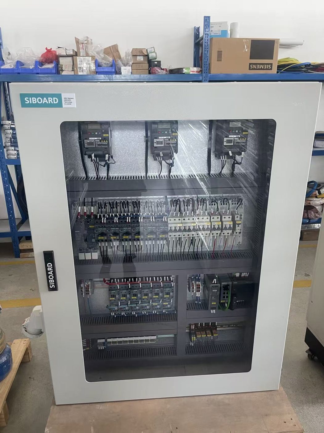 HMI control panel built with Siemens components