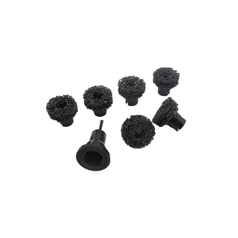 7-piece brake wheel hub cleaning kit with holder and sanding pads