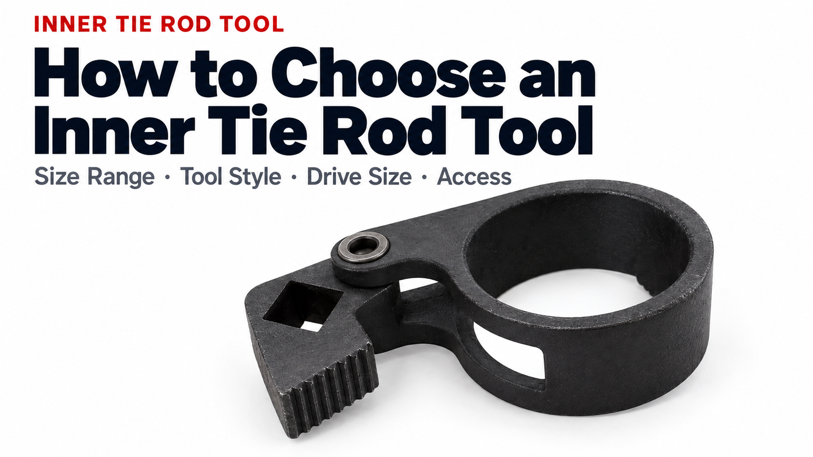 The FJ06-0541 Multi-Purpose Inner Tie Rod Tool with its tool-head structure and 1/2-inch drive interface visible on a bright background