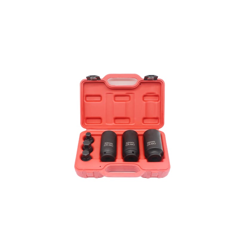 6-piece drive shaft socket set with 30, 32, 36 mm sockets and impact hexagon keys