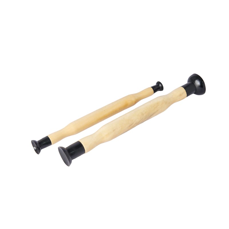 Two-piece double cup valve lapper tool set with wooden handles
