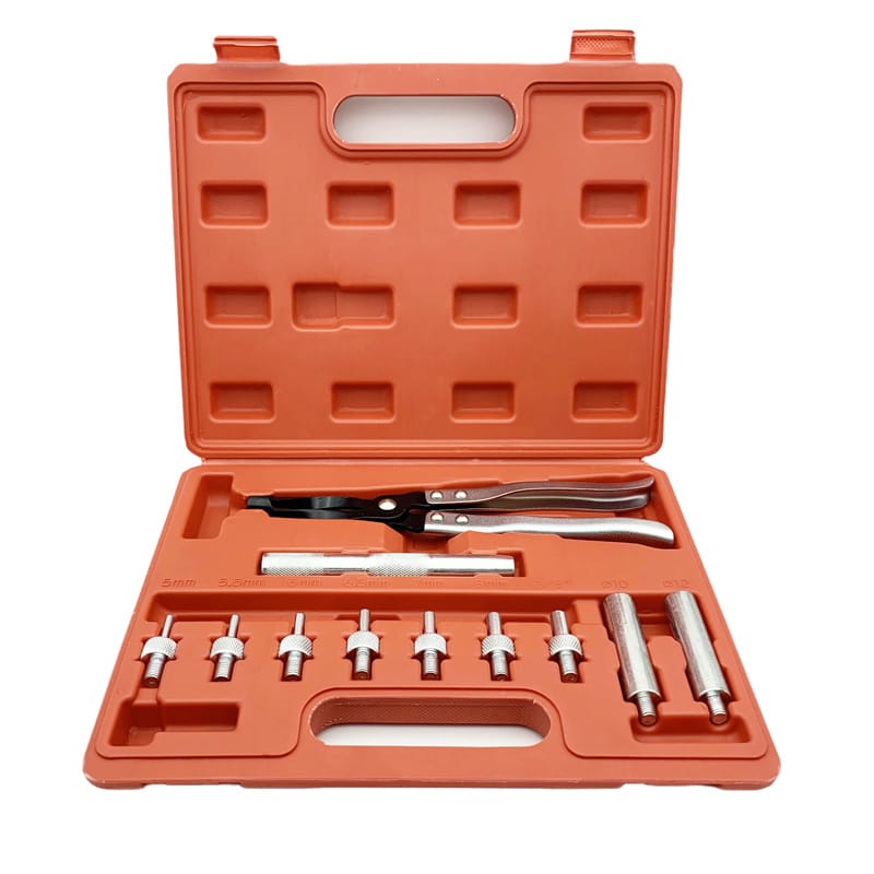 Valve stem seal tool set for overhead camshaft engines