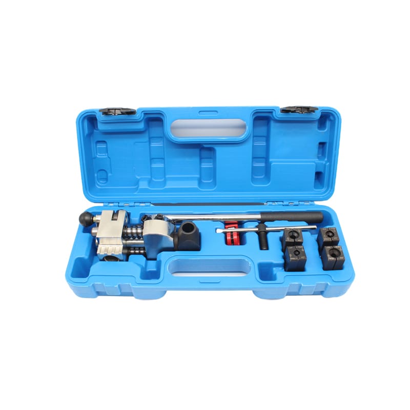 Brake line flaring tool kit with dies for 3/16 to 3/8 inch tubing