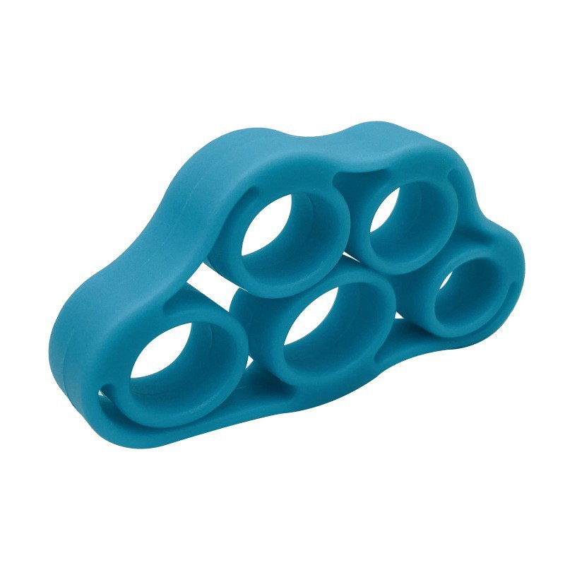 Blue silicone finger hand trainer for grip exercise