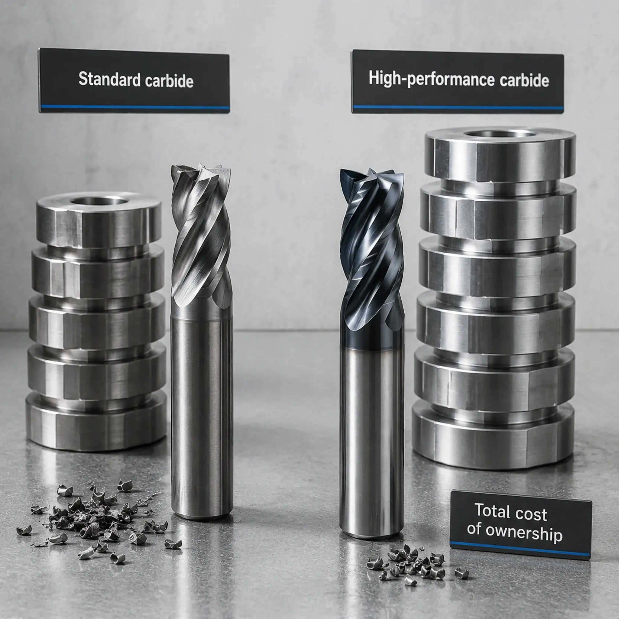 high-performance solid carbide end mills for cost-per-part reduction