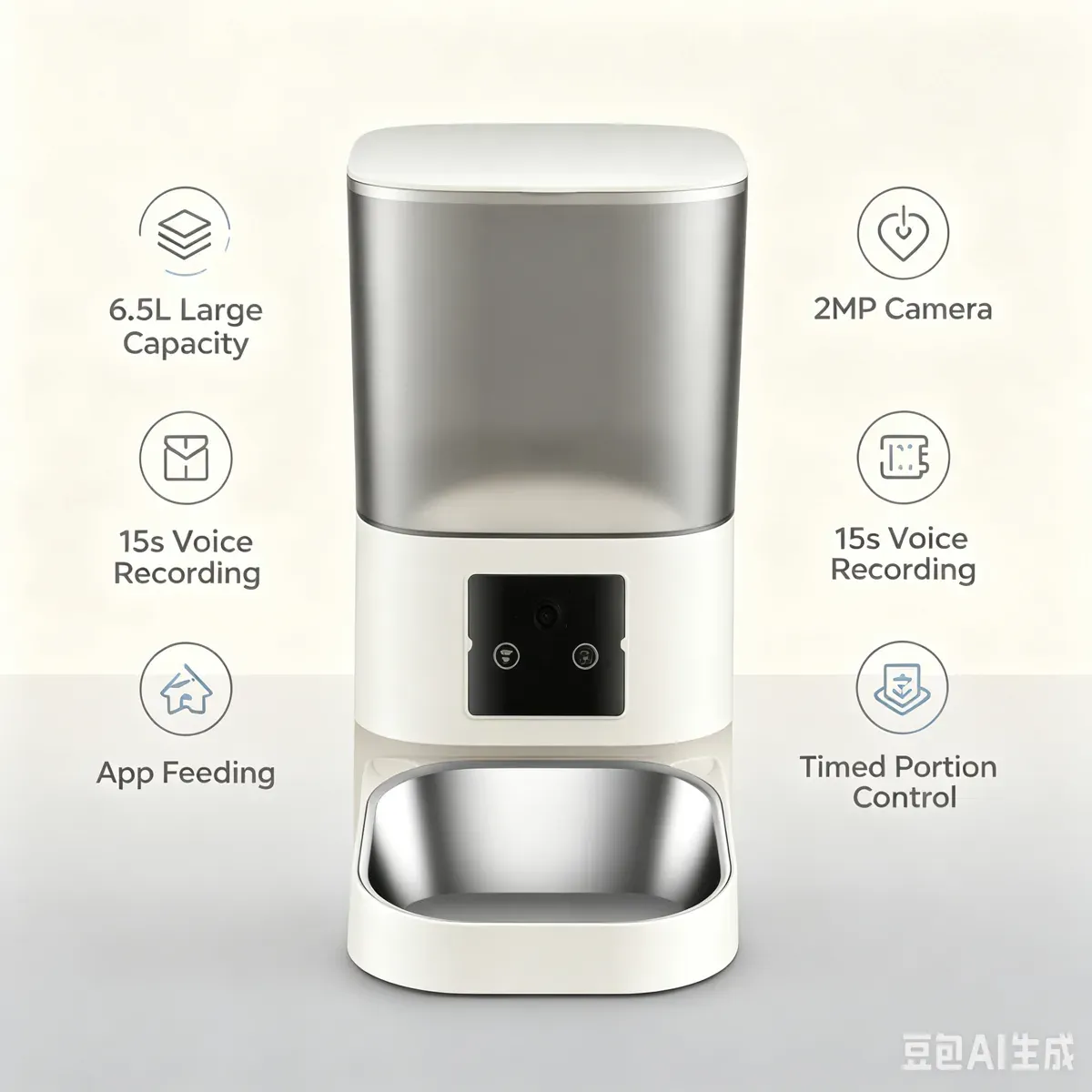 CW-W2408 square bowl feeder with 2MP camera and app control