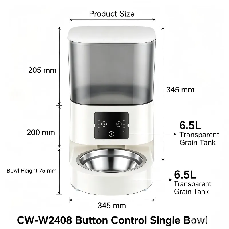 18-CW-W2408 SINGLE BOWL BUTTON CONTROL PET FEEDER