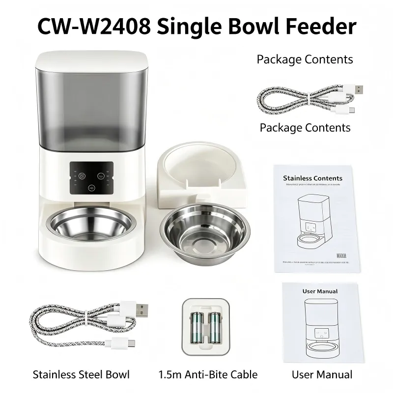 21-CW-W2408 SINGLE BOWL BUTTON CONTROL PET FEEDER