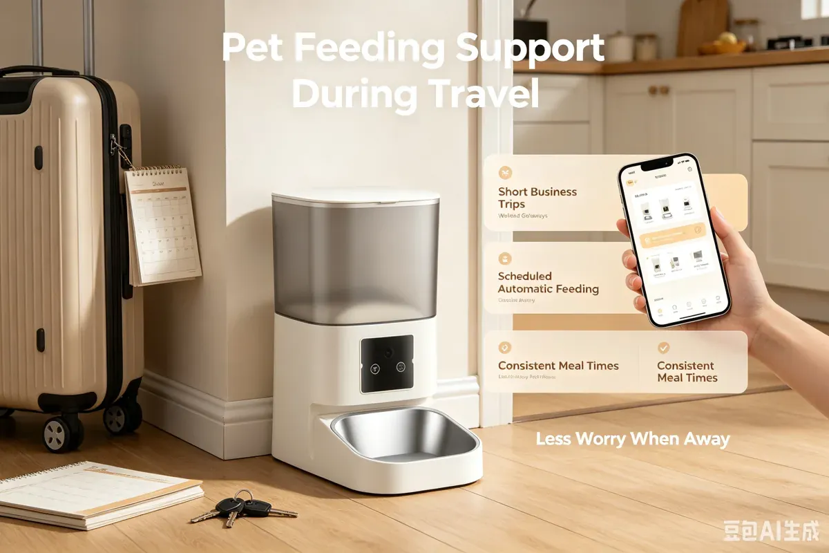 Easy-clean stainless steel bowl on a video pet feeder