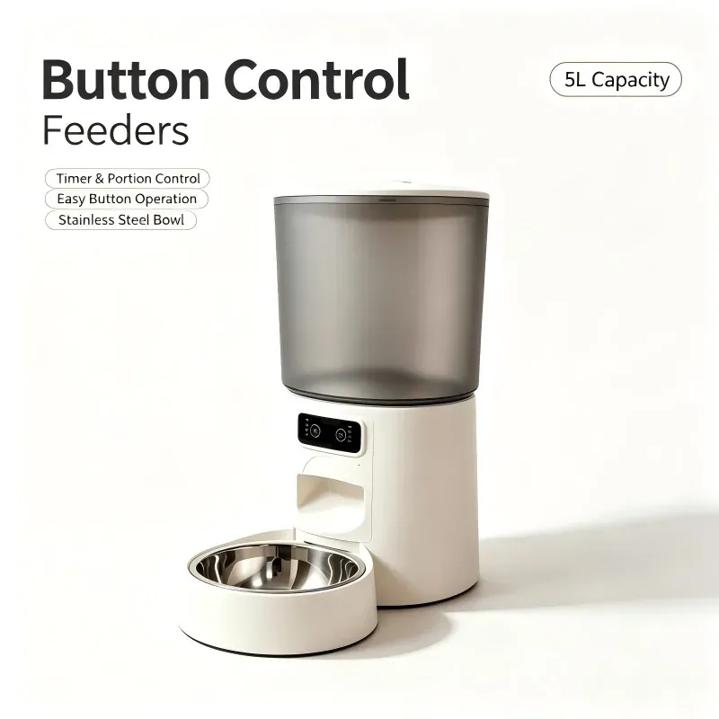 PP-CW-W2510 button control pet feeder with stainless steel bowl