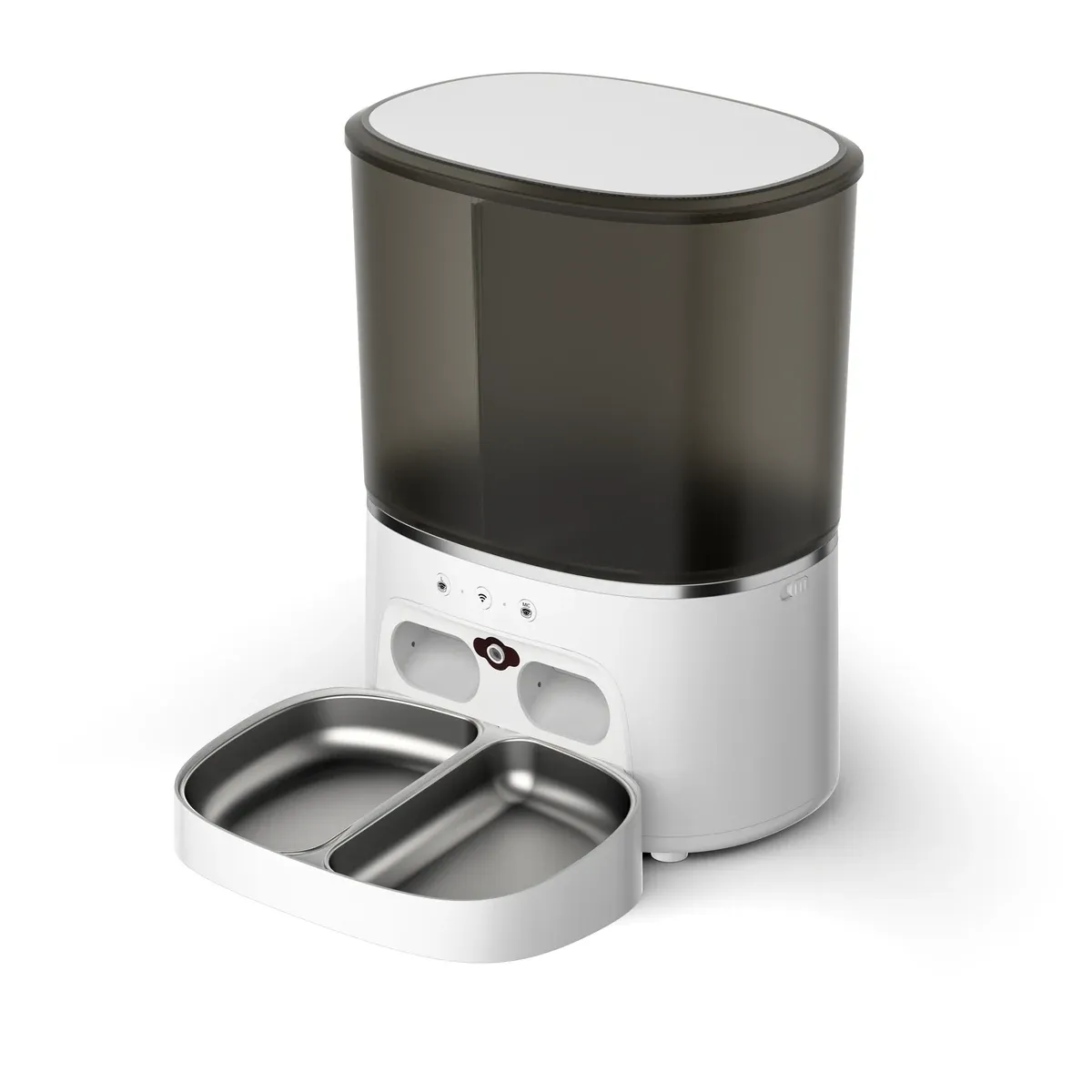 PP-PFF014 8L dual-bowl WiFi pet feeder in white, front view