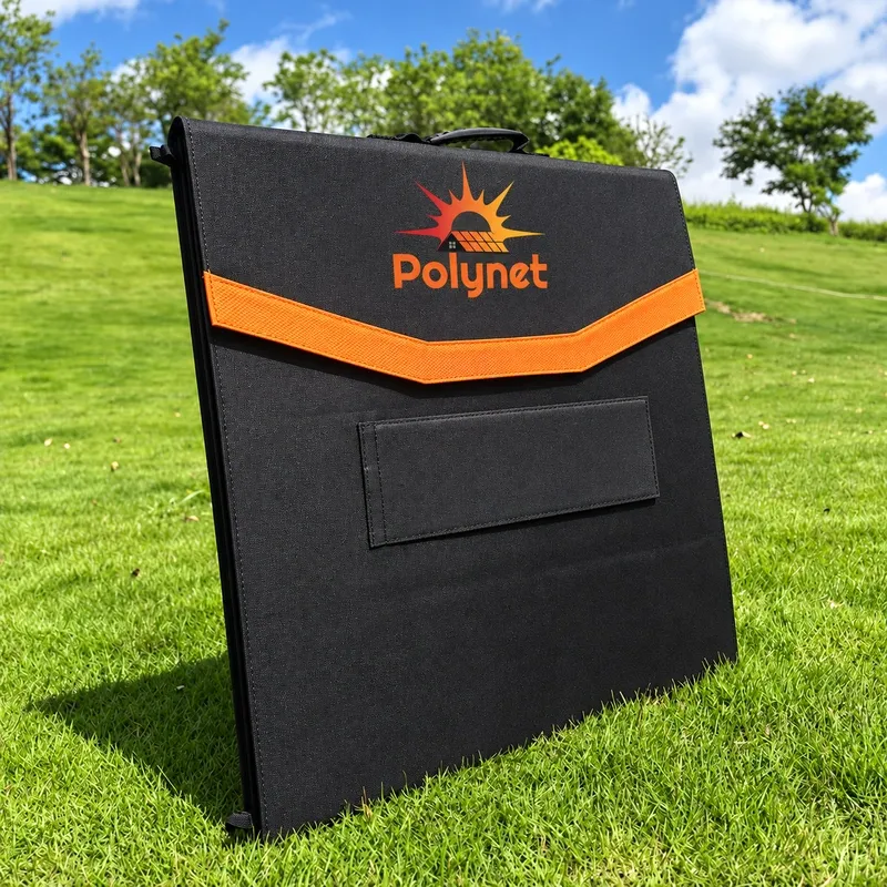 sewn foldable panel folded, standing on grass