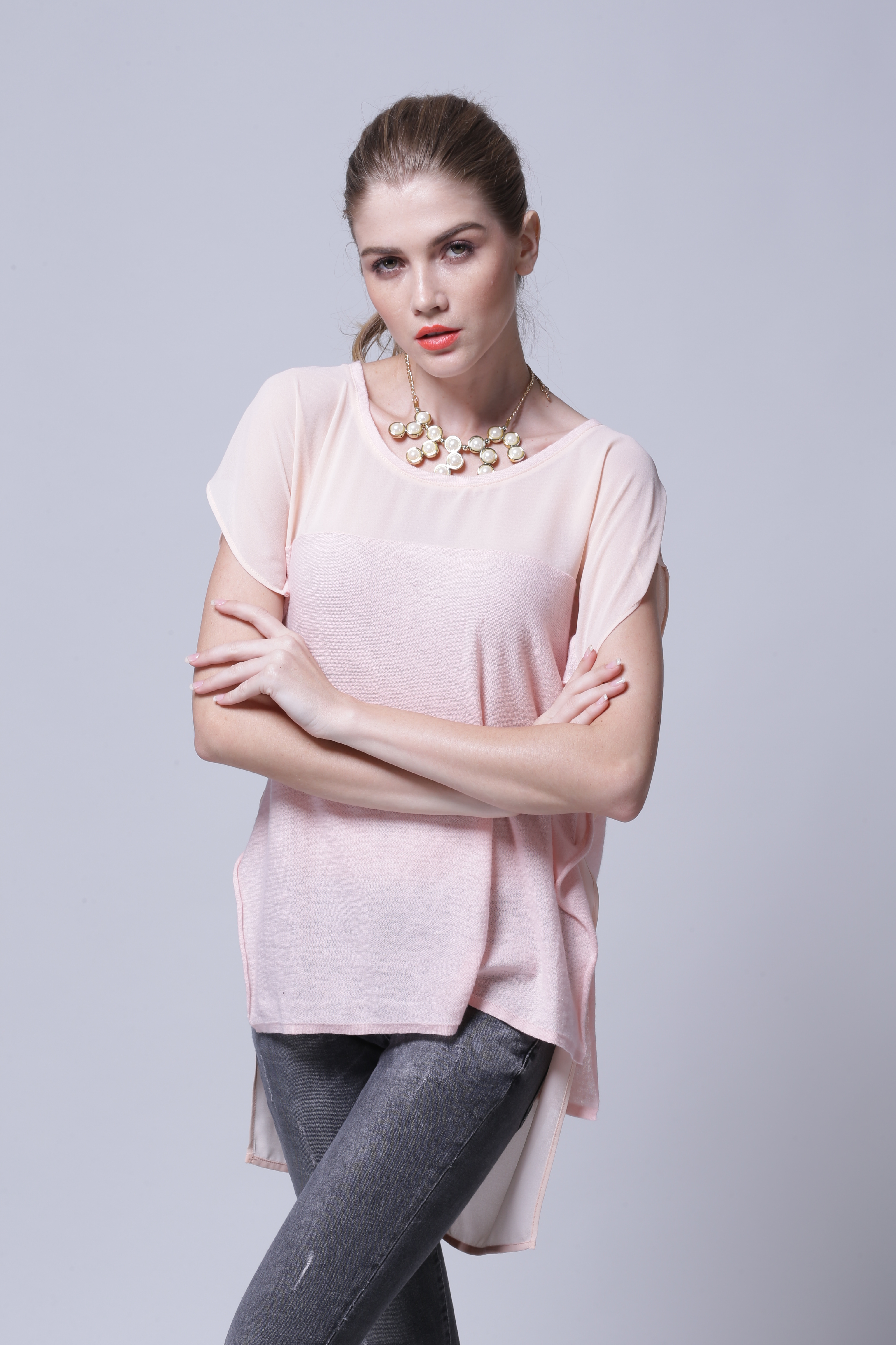 Full garment back angle perspective for women's pullover IMP114