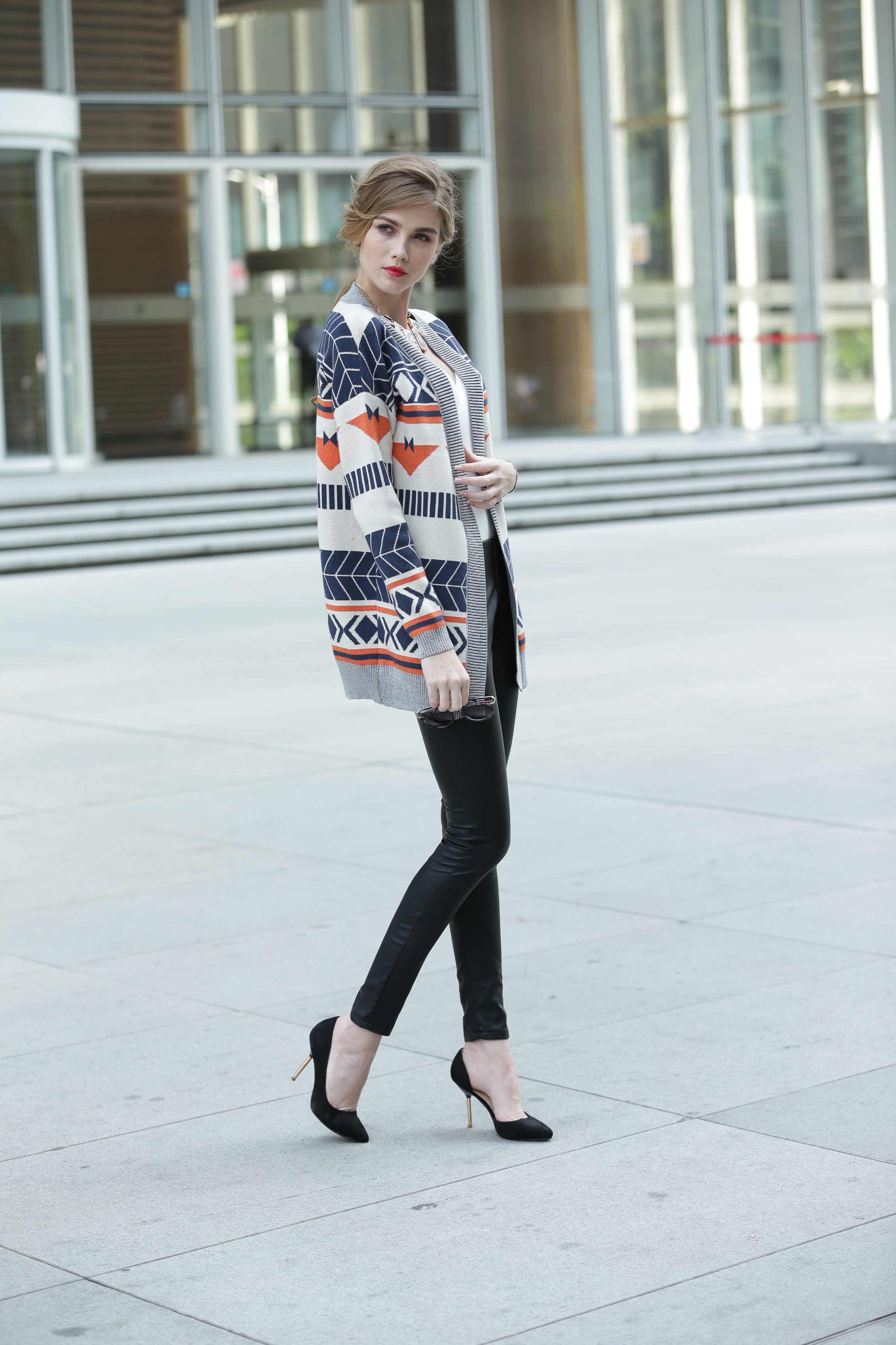 Women's knitted cardigan IMC113 presented in a clean studio front view showing natural body drape