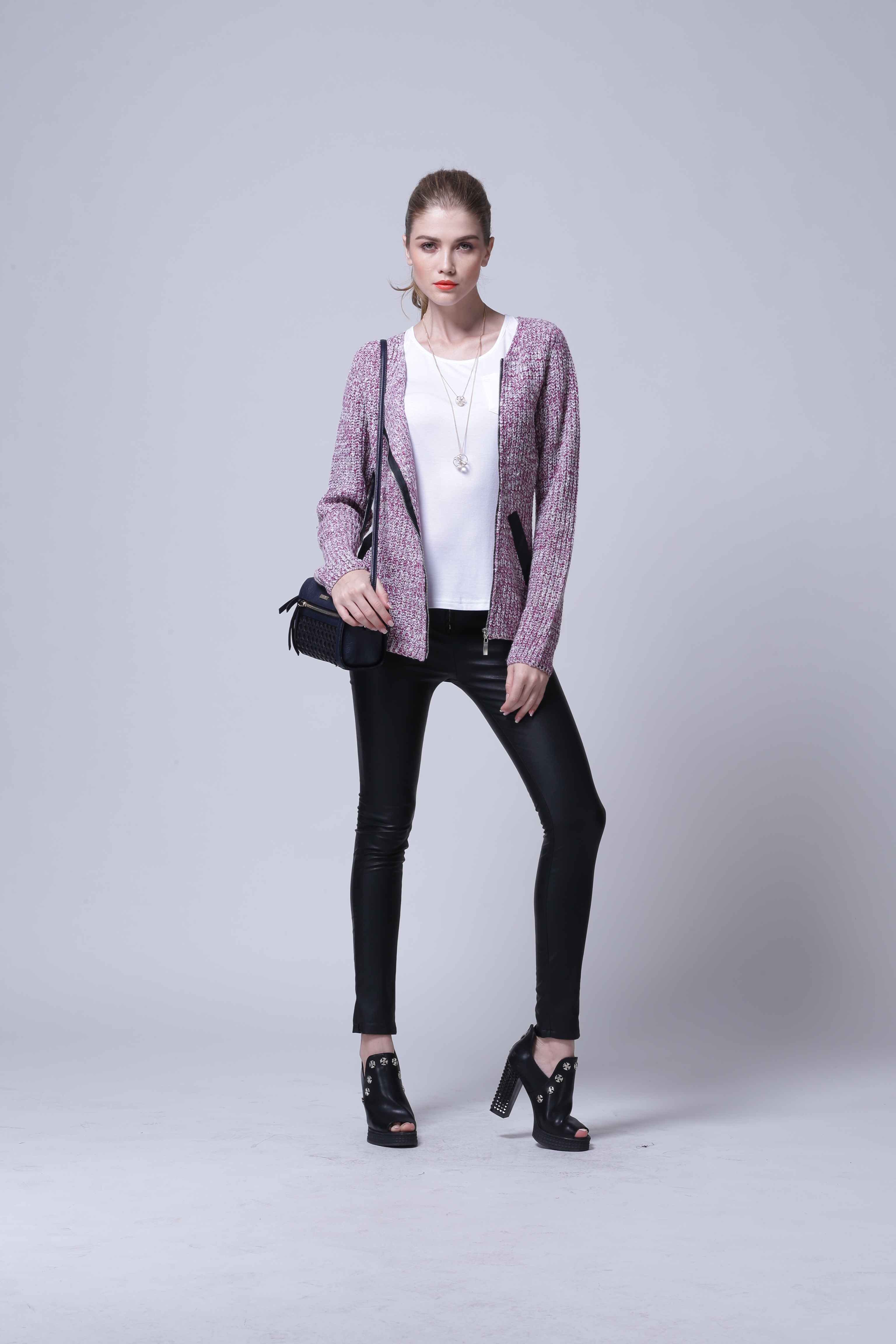 Women's knitted cardigan IMC107 in a clean front view for boutique orders
