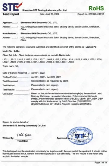 RoHS test report