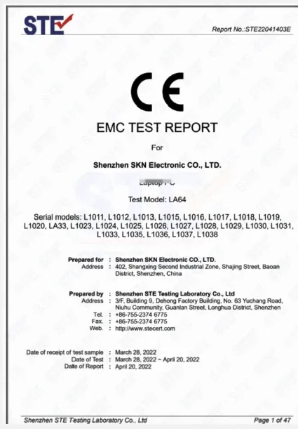 EMC test report with CE