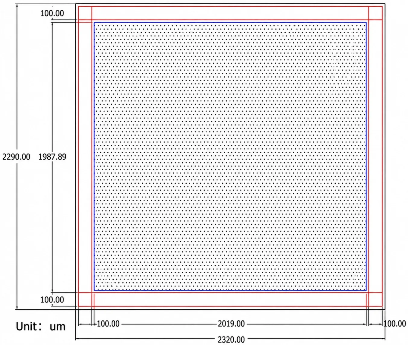 808nm 8W Solid-Beam VCSEL laser chip dimensions with emitter array layout