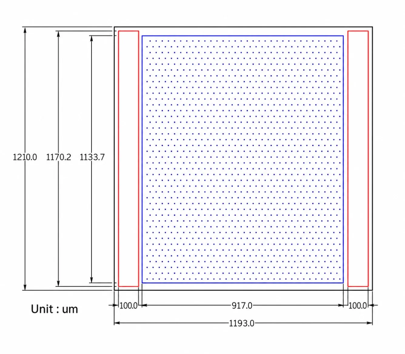 808nm 3W Solid-Beam VCSEL laser chip dimensions with emitter array layout