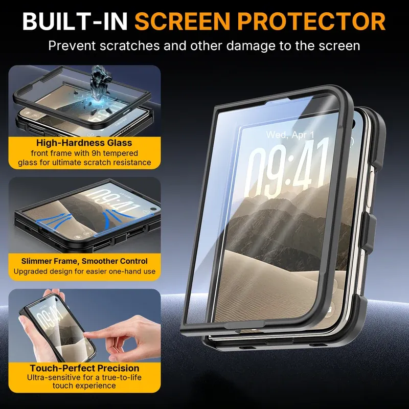 Built-in screen protector preventing scratches on the spring side cover case for iPhone Duo