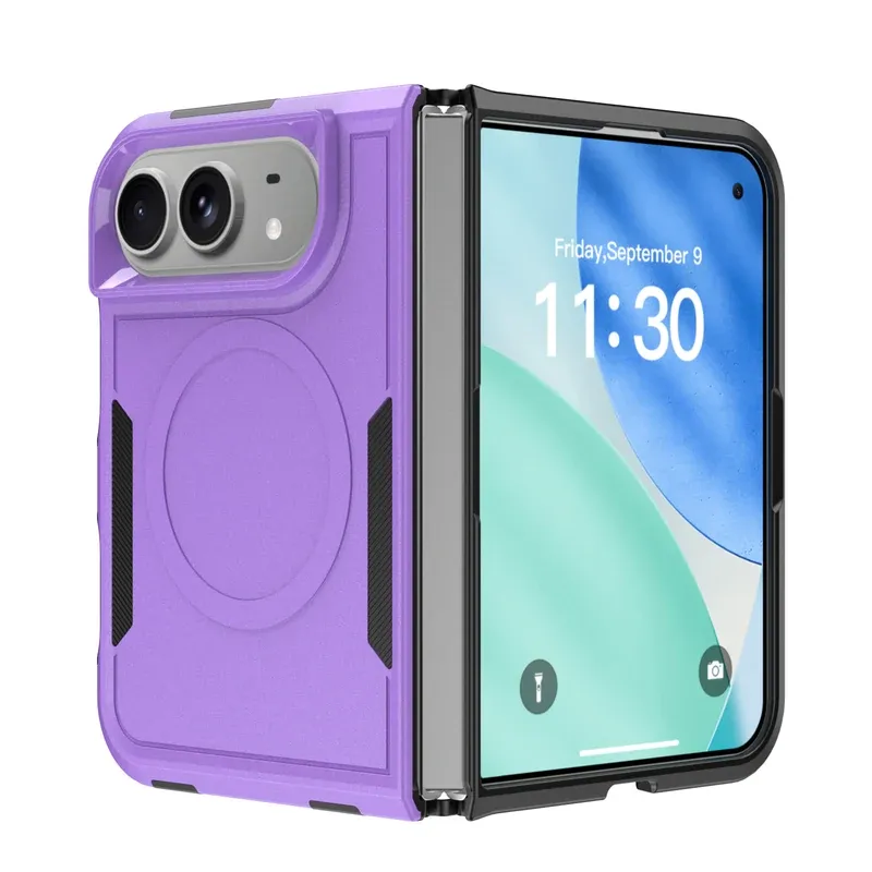 White Qihang 2-in-1 fold case for iPhone Duo, folded and open view