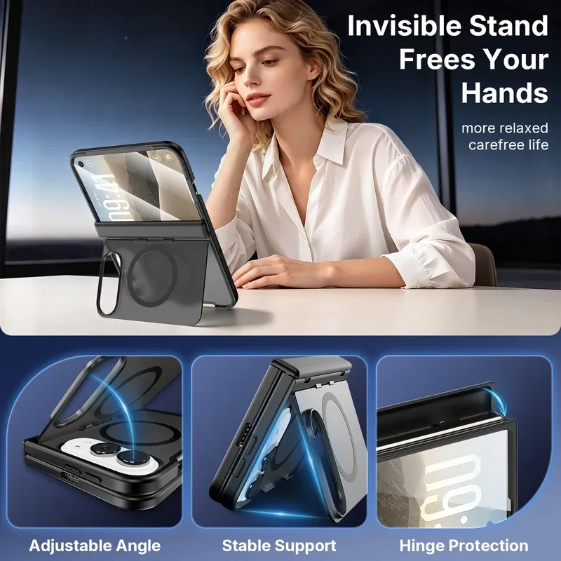 Invisible stand freeing your hands on the spring side cover case for iPhone Duo