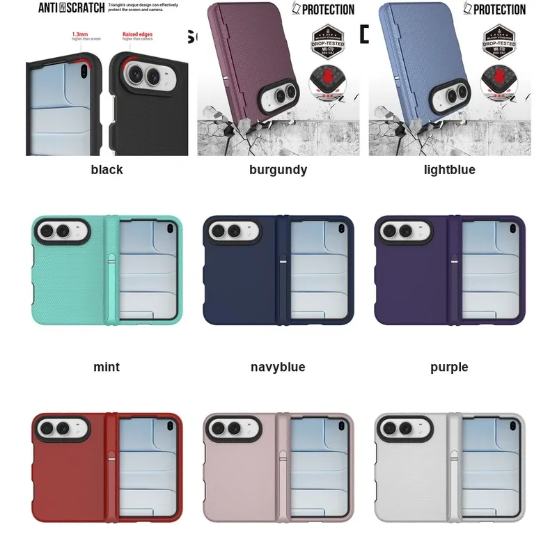 Nine NewShield iPhone Duo case colors: black, burgundy, lightblue, mint, navyblue, purple, red, rosegold and silver