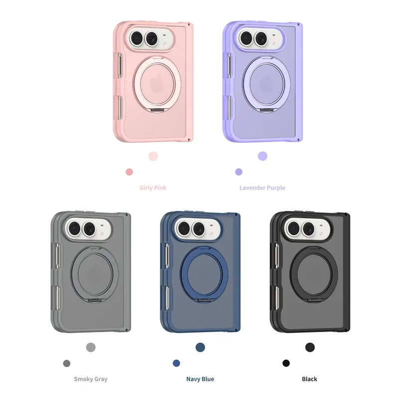 Rotating ring kickstand case with side cover for iPhone Duo in five colours