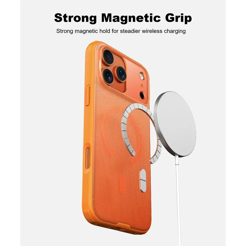 Singularity Series orange case with a wireless charger