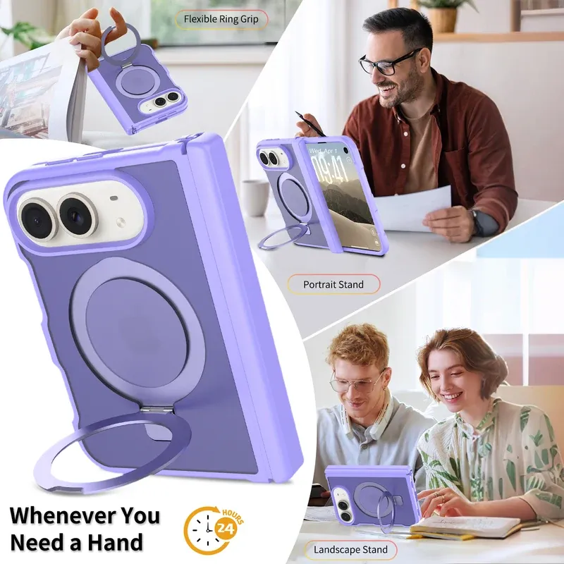 Flexible ring grip in portrait and landscape on the black case for iPhone Duo