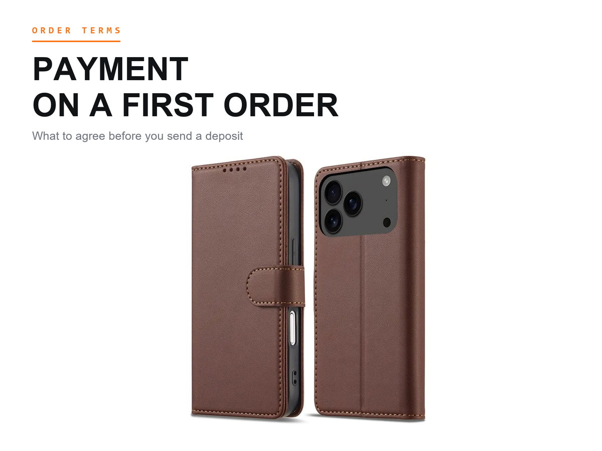 Designed cover: first-order payment terms