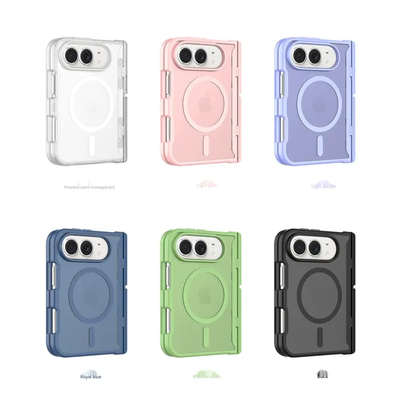 Skin-feel spring hinge kickstand case for iPhone Duo in six colours