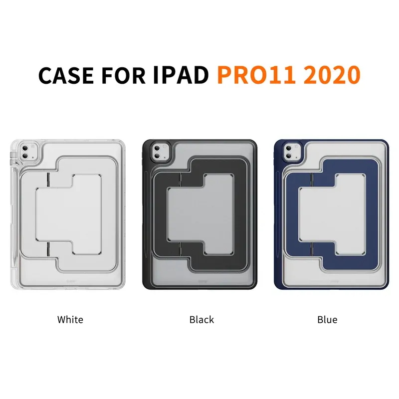 Three stand case colors for iPad Pro 11 2020: White, Black and Blue