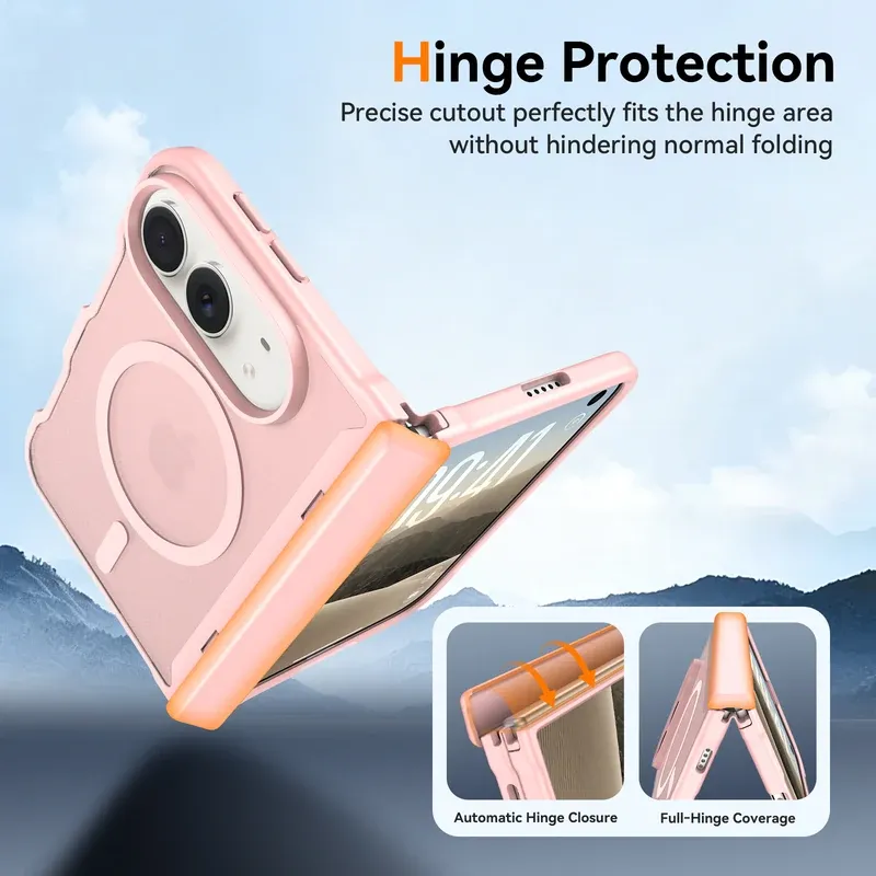 Hinge protection with a precise cutout on the frosted case for iPhone Duo