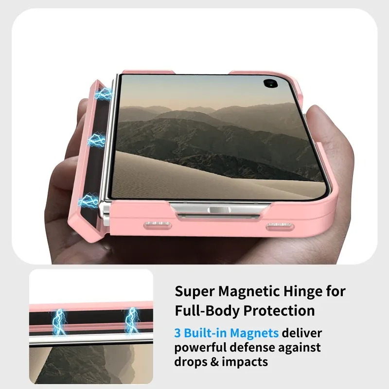 Super magnetic hinge for full-body protection on the pink case for iPhone Duo